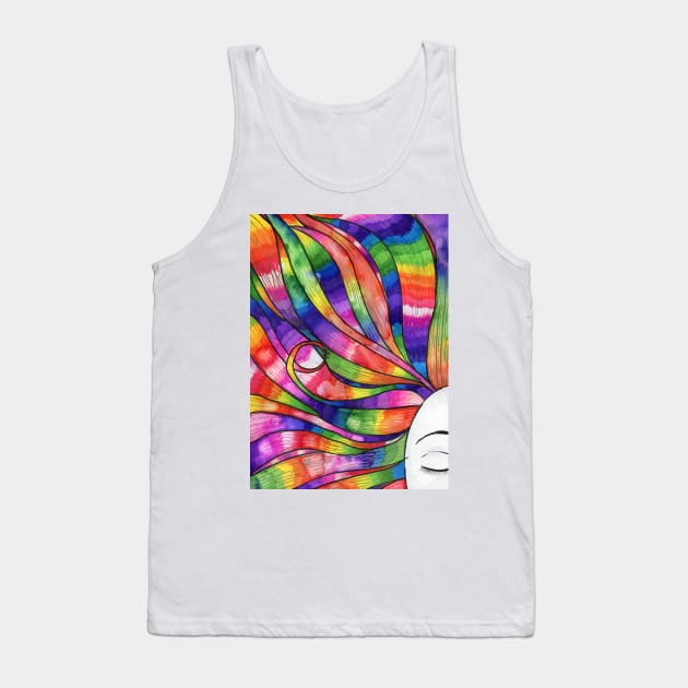 Woman with Rainbow hair Tank Top by ally1021